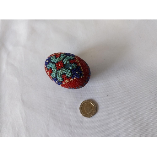 60 - vintage bead covered egg