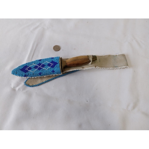 10 - Native America style dagger in beaded sheath