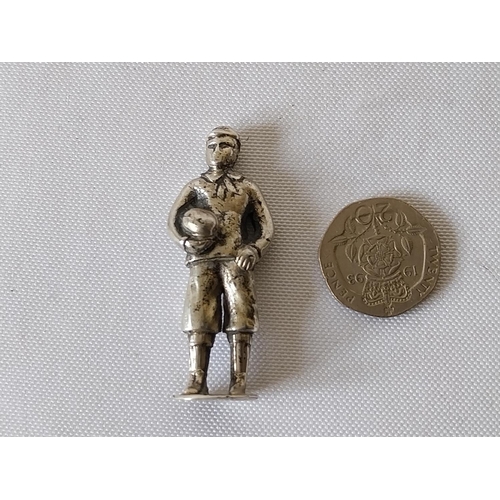 25 - Victorian HM Silver boy holding rugby ball c1898