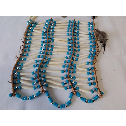 71 - Native America style beaded breast plate needs small repair