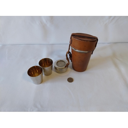 77 - vintage drinking cup set in leather case