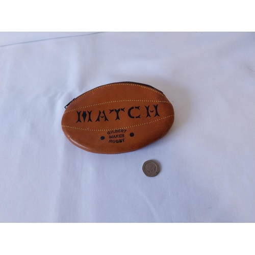 79 - leather match rugby ball tobacco pouch