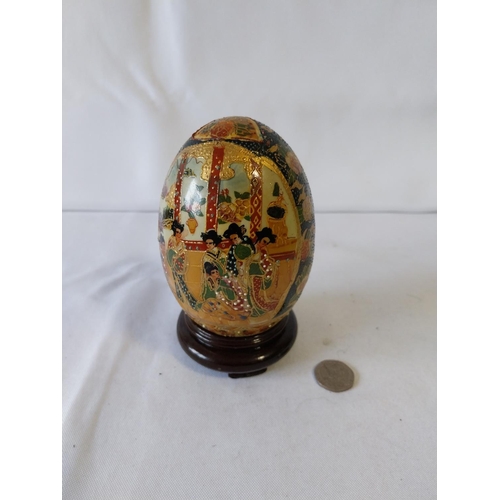 88 - Chinese Satsuma hand painted ceramic egg