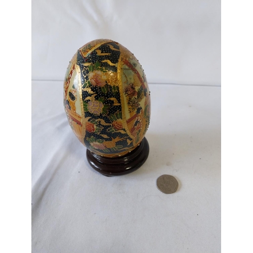 88 - Chinese Satsuma hand painted ceramic egg