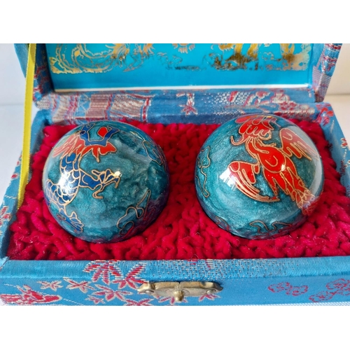 84 - Chinese Cloisonne Health giving balls with bells