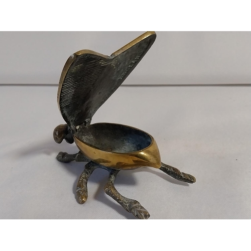 134 - vintage brass fly matchstriker dish