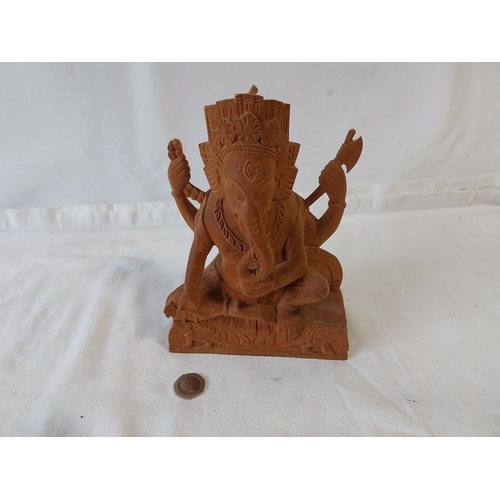 158 - wooden carved Ganesh figure