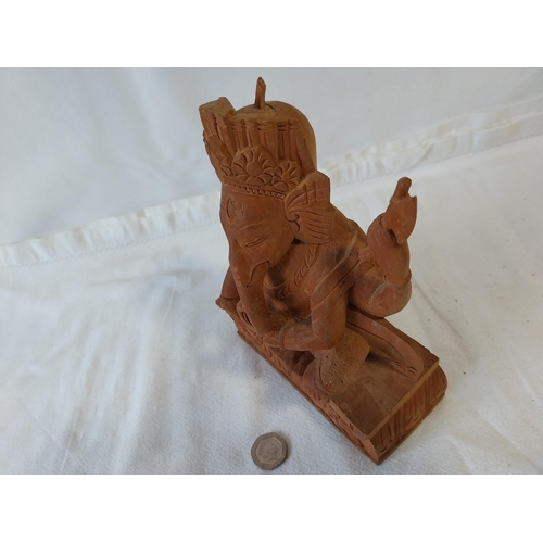 158 - wooden carved Ganesh figure