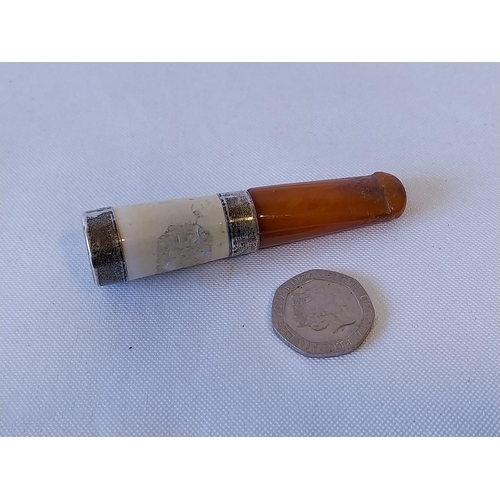 162 - HM Silver & amber cheroot holder