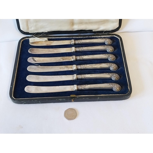 165 - HM Silver handled knife set c1912