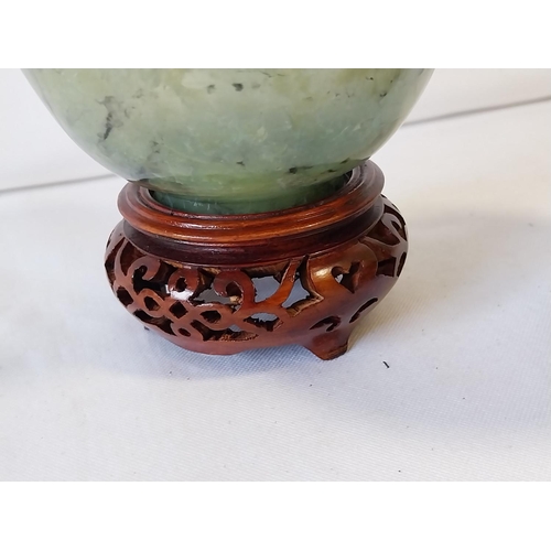 193 - Chinese carved translucent pair of tea bowls on stands