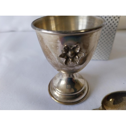 197 - 925 Silver egg cup & a 800 silver spoon