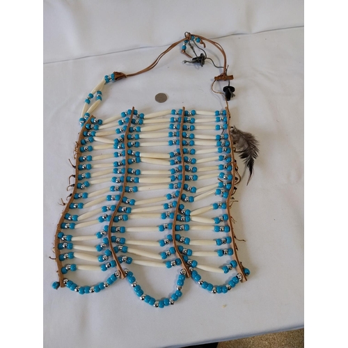 24 - Native America style beaded breast plate needs small repair