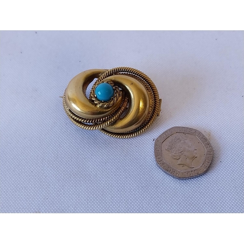 263 - Victorian pinchbeck turquoise brooch