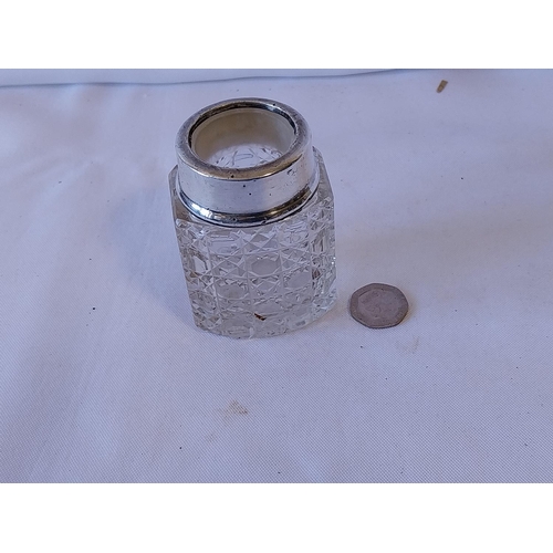 358 - HM Silver banded jar no stopper