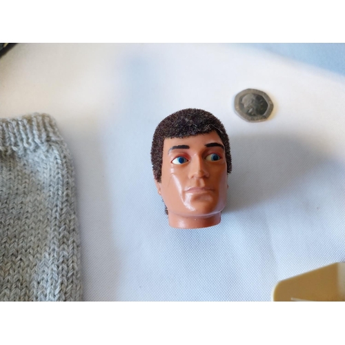 5 - 1970s Action Man eagle eye head & a quantity of Action Man equipment