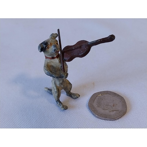 61 - miniature metal lead dog with violin