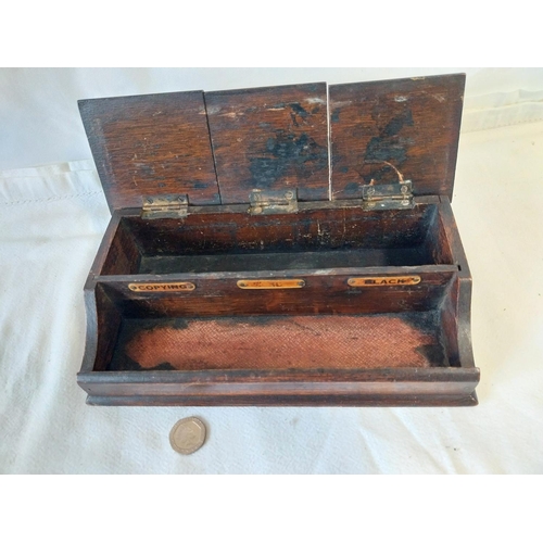 7 - antique wooden 3 tray inkwell