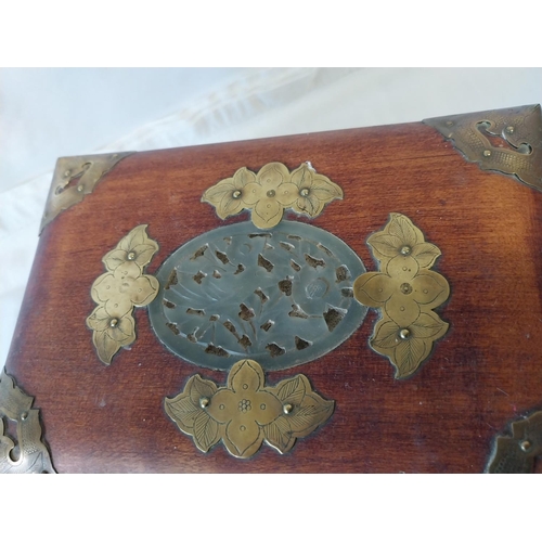 8 - vintage jewellery box with brass & mother of pearl detail