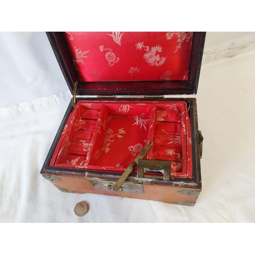 8 - vintage jewellery box with brass & mother of pearl detail