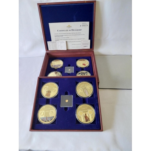 304 - Windsor Mint Coins Of History 24ct gold layered Coins with padprints & two 14ct gold 0.5g coin