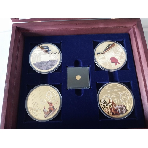 304 - Windsor Mint Coins Of History 24ct gold layered Coins with padprints & two 14ct gold 0.5g coin