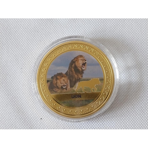 302 - Windsor Mint African Wildlife 24ct gold layered Coins with padprints & 14ct gold 0.5g coin