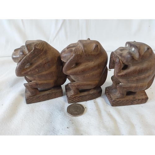 12 - hand carved 3 wise monkeys