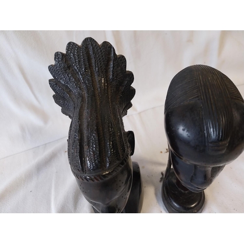 13 - 2 hand carved African busts