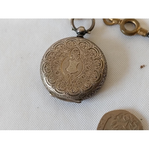 31 - HM Silver pocket watch with key for repair