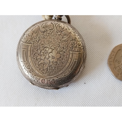 32 - HM Silver pocket watch with key for repair