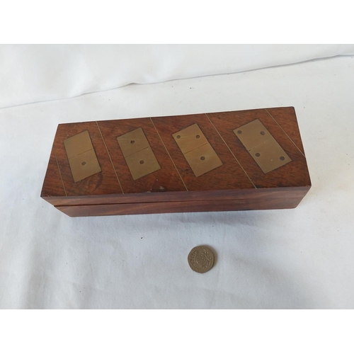 17 - boxed wood & brass dominoes