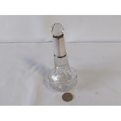 181 - HM Silver banded perfume bottle c1922