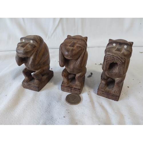 187 - hand carved 3 wise monkeys