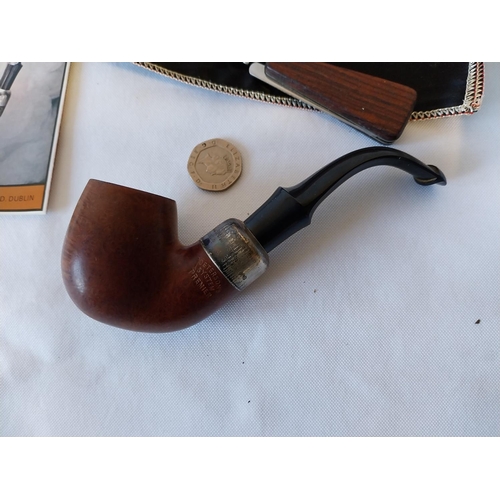 36 - vintage smokers pipe Peterson's System Premier with Sterling Silver band boxed