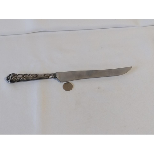 71 - HM Silver handled bread knife c1962