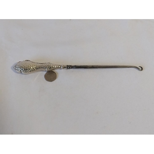 72 - HM Silver handled button hook c1912