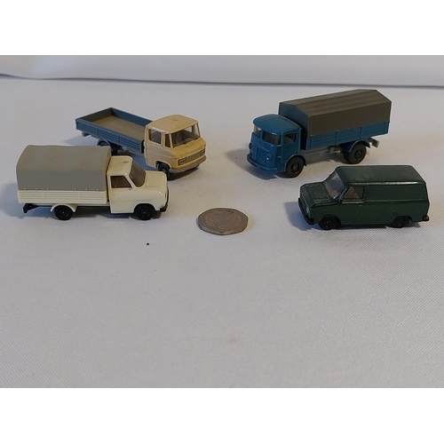 155 - Vintage Herpa West German HO Scale 4 Trucks for Railway Layout