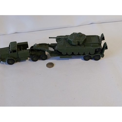 73 - vintage Military Dinky diecast Tank Transporter & Centurion Tank