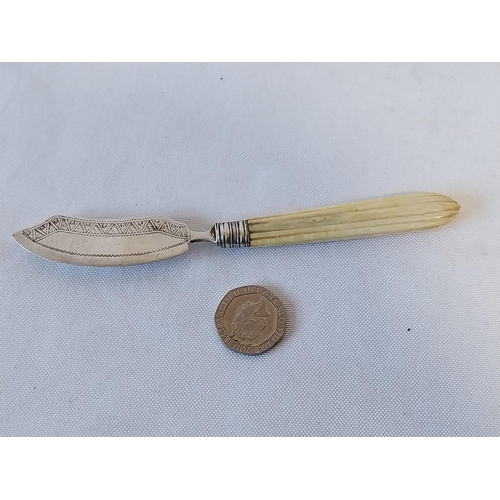 122 - HM Silver bladed butter knife with bone handle c1808