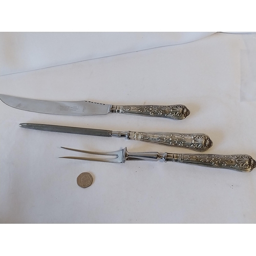 192 - HM Silver handled carving set c1966