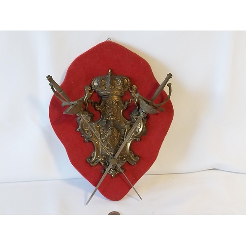 58 - wall hanging crest with 2 swords