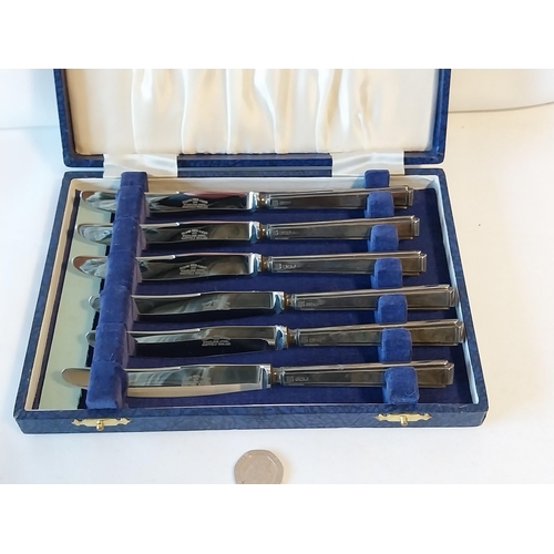 77 - HM Silver handled knives boxed c1967