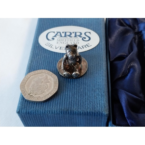 79 - HM Silver Carrs miniature teddy candle holder