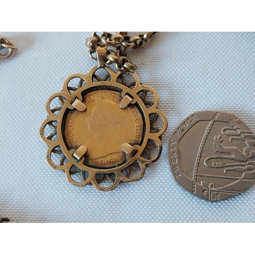 100a - c1896 gold half sovereign in a 9ct gold pendent & chain total weight 15.9grams