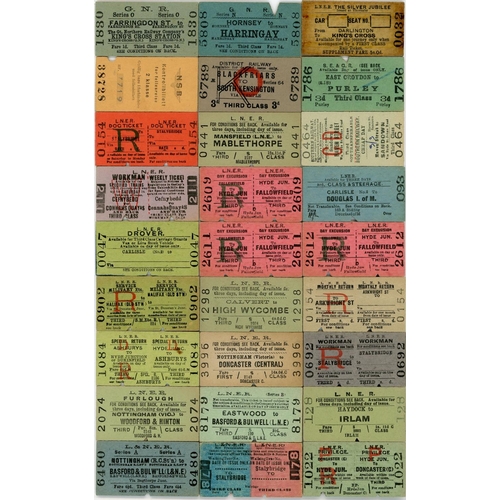 108 - Railwayana Paper. A selection of LNER (1 overseas) Edmundson type card tickets. 28 whole and 16 half... 