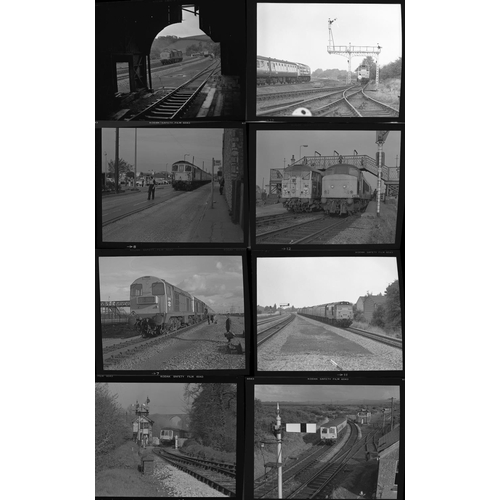 208 - Railway black & white medium format negatives, approx. 100. An assortment of modern traction photogr... 