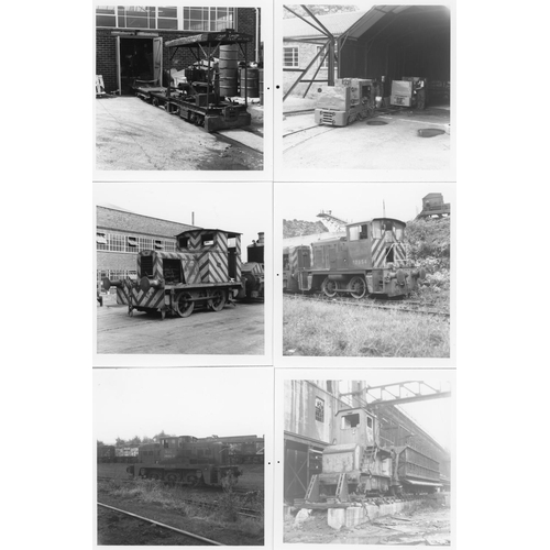 378 - Industrial locomotives and sites including ex BR class 14`s at work. Black & white prints, 3.25