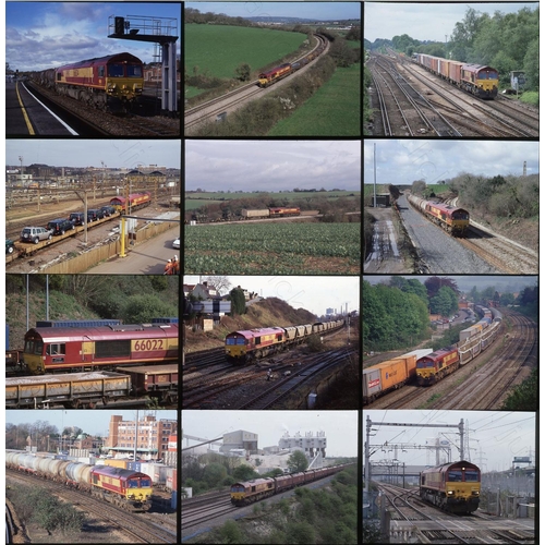 107 - Modern Traction medium format colour slides with card mounts. Approx. 250 Class 66 locomotives and s... 