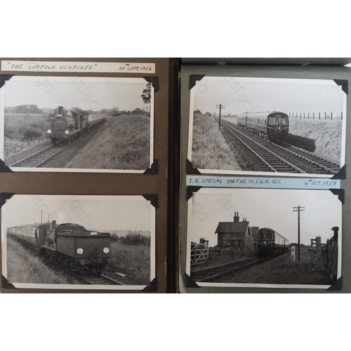 392 - 2 albums  containing approx. 150 black & white postcard size prints. Many taken from earlier lots of... 